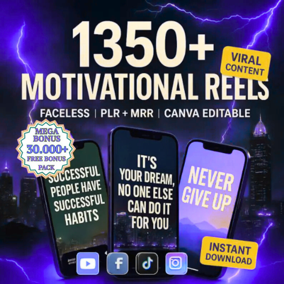 💪 1350 Viral Motivational Faceless Videos – Digital Download