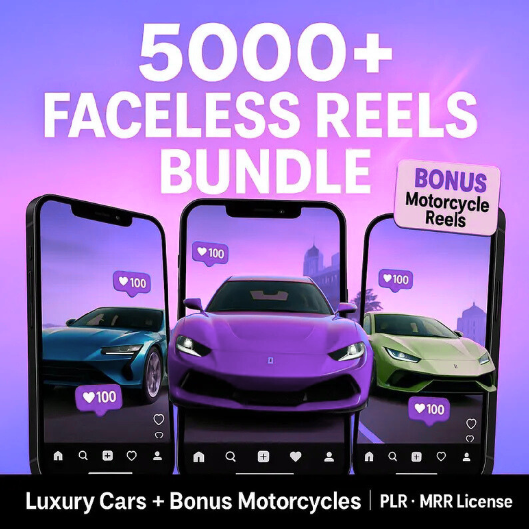 🚗 5.000 Luxury Car Reels – Faceless Videos with PLR & MRR