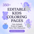 🦋 Kids Coloring Pages Bundle – Animals, Fruits & Fairies